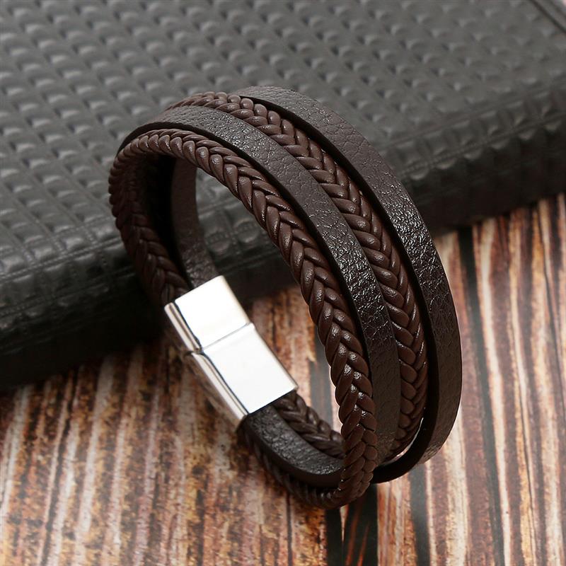 Hand-Woven Leather Bracelet - Men Bracelets - FREE SHIPPING