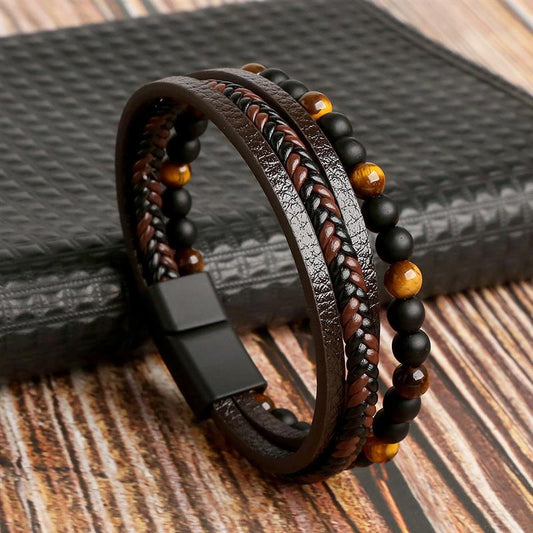Hand-Woven Leather Bracelet - Men Bracelets - FREE SHIPPING